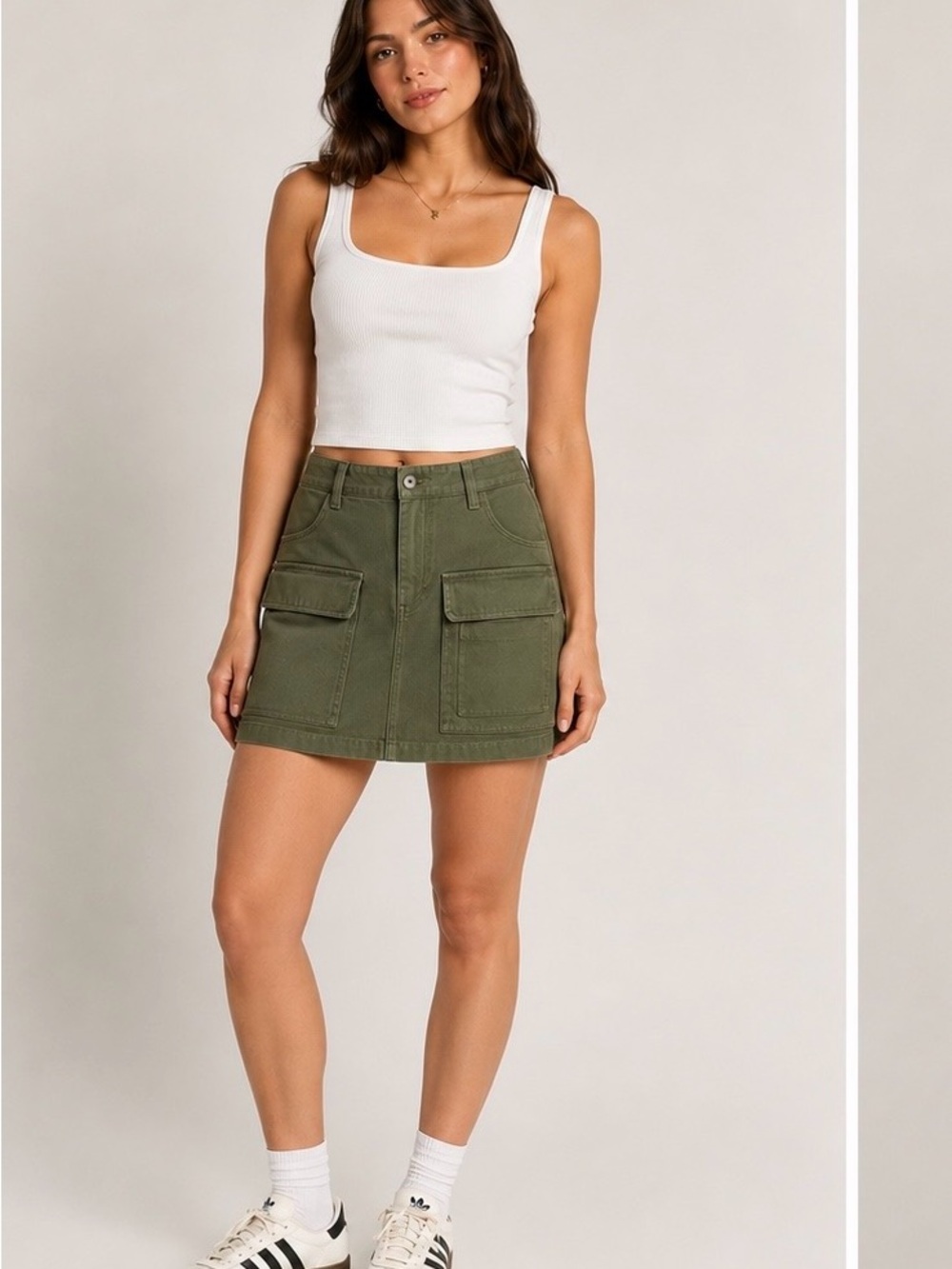 Olive Green Mini Utility Skirt